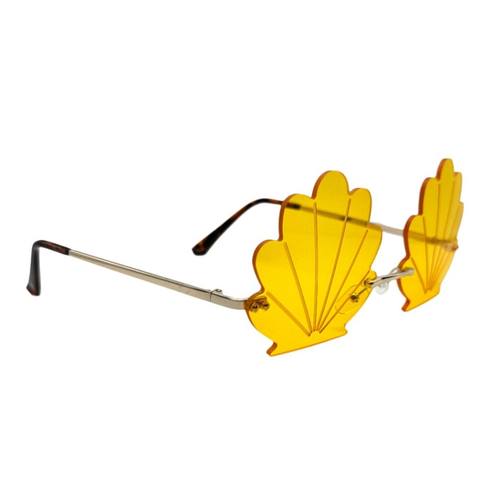 6078 | Yellow Rimless Shell Novelty Sunglasses - Picture 2 of 5